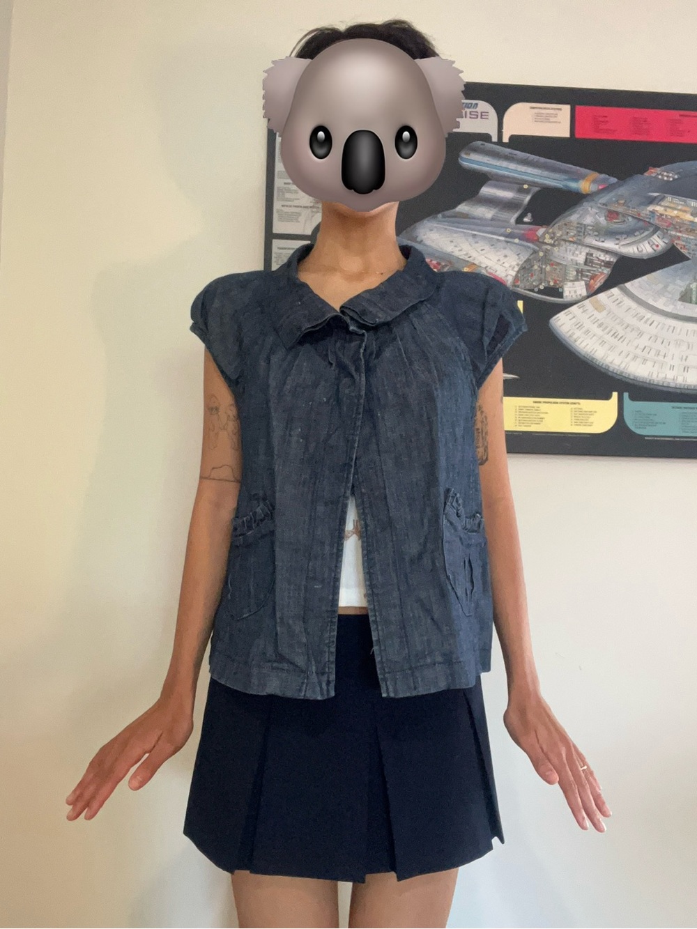 Denim baby doll top